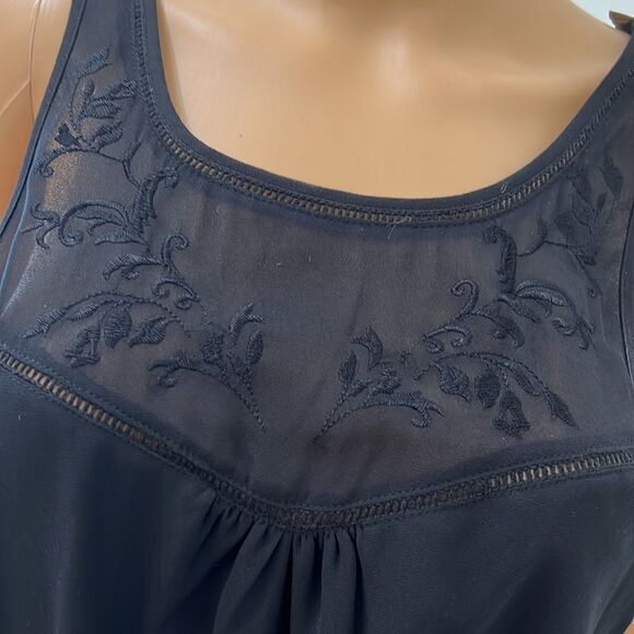 Love 21 Size Small Dress Black Embroidery Lined Brown Belt Maxi Ruffled Bottom - Picture 12 of 15